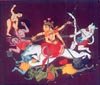 Godess Durga fighting with devils